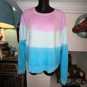 ELECTRIC & ROSE VENICE OVERSIZED CROP STRIPED TIE DYE SWEATSHIRT JUMPER XS